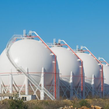 LNG or LPG storage plant, seven liquefied natural gas tanks